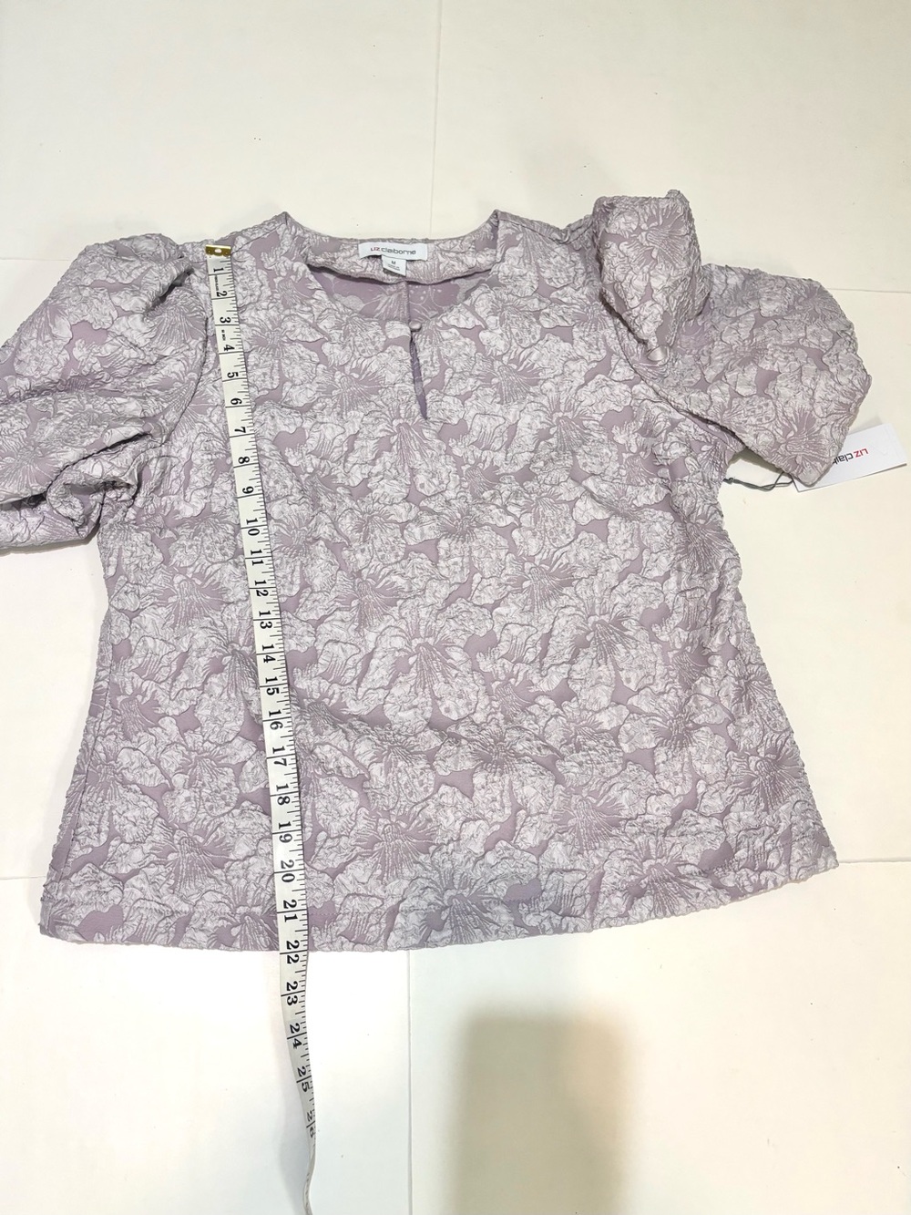 Liz Claiborne Light Lilac Floral Textured Top - Picture 11 of 13